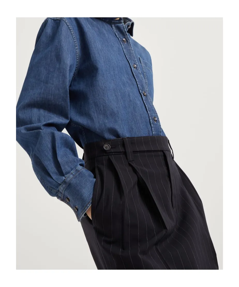 Pinstripe Tailored Midi Skirt