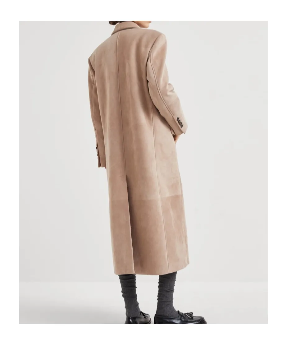 Double-Breasted Suede Coat