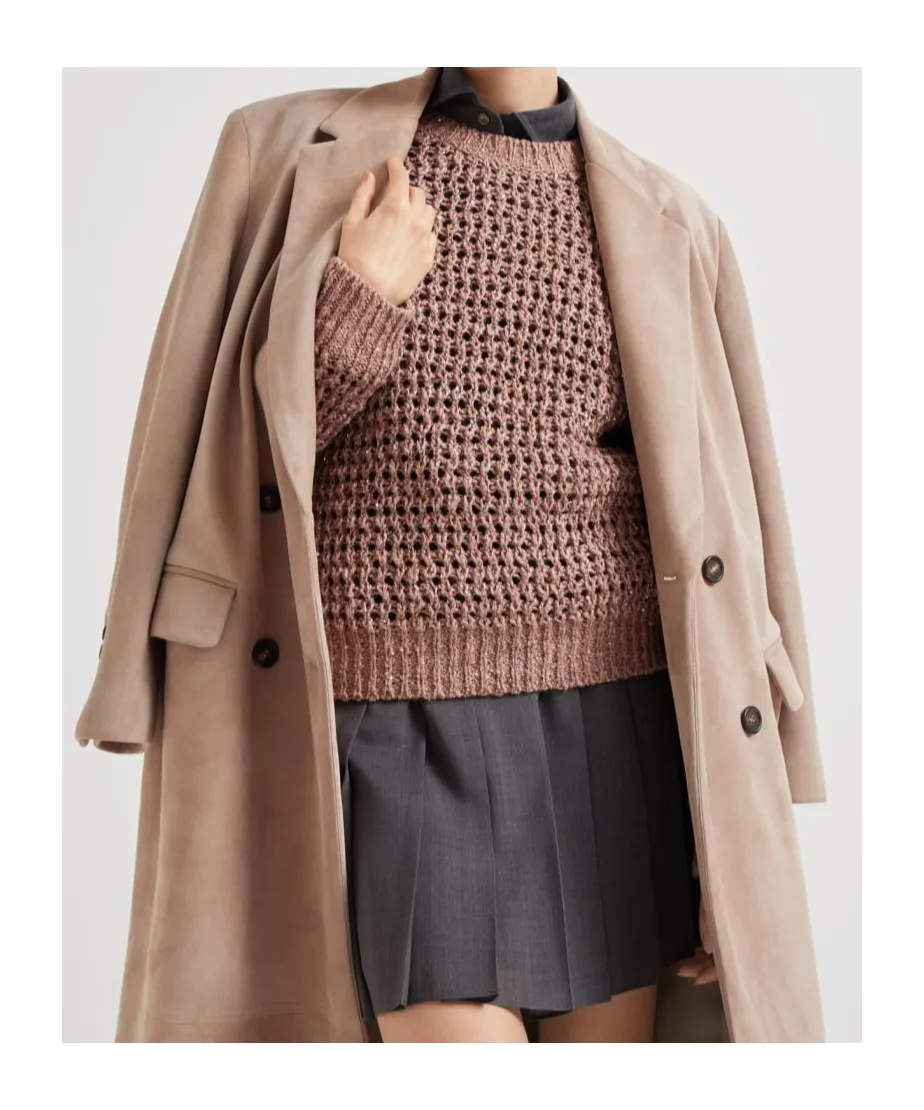 Double-Breasted Suede Coat