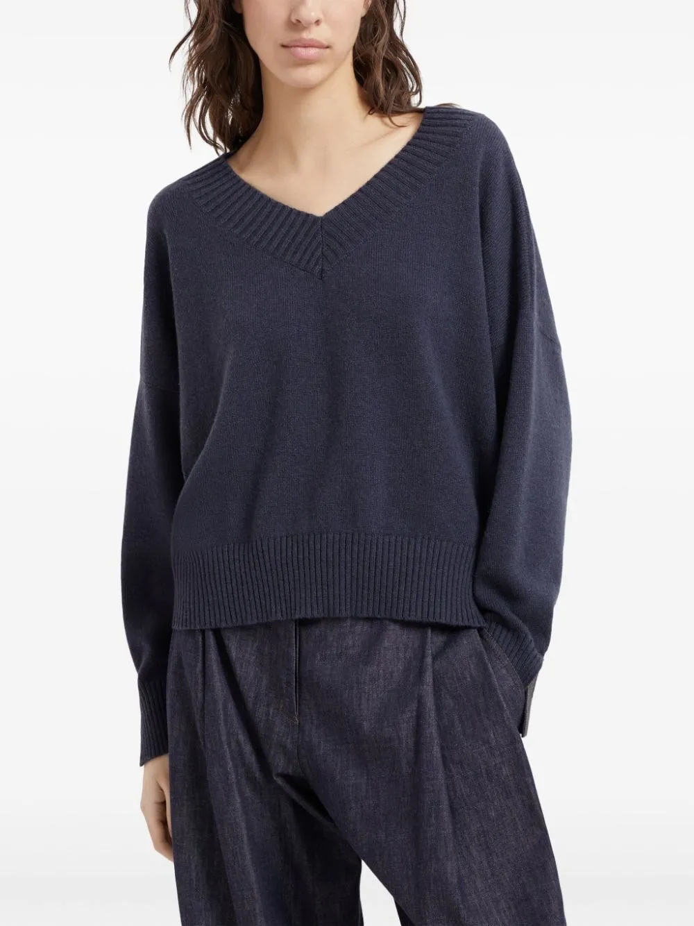 V-Neck Long-Sleeved Sweater