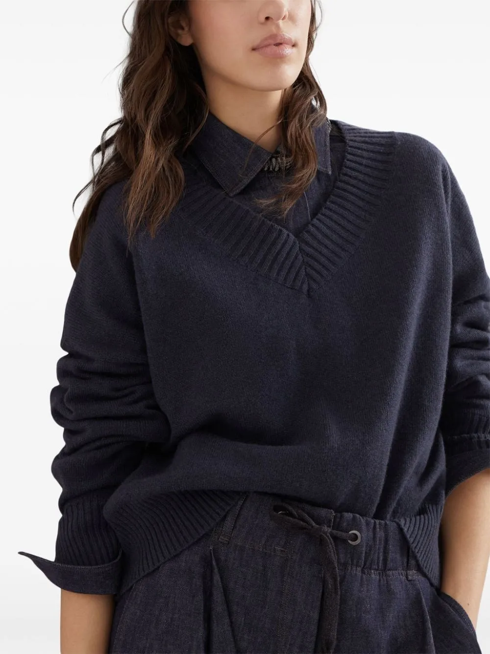 V-Neck Long-Sleeved Sweater