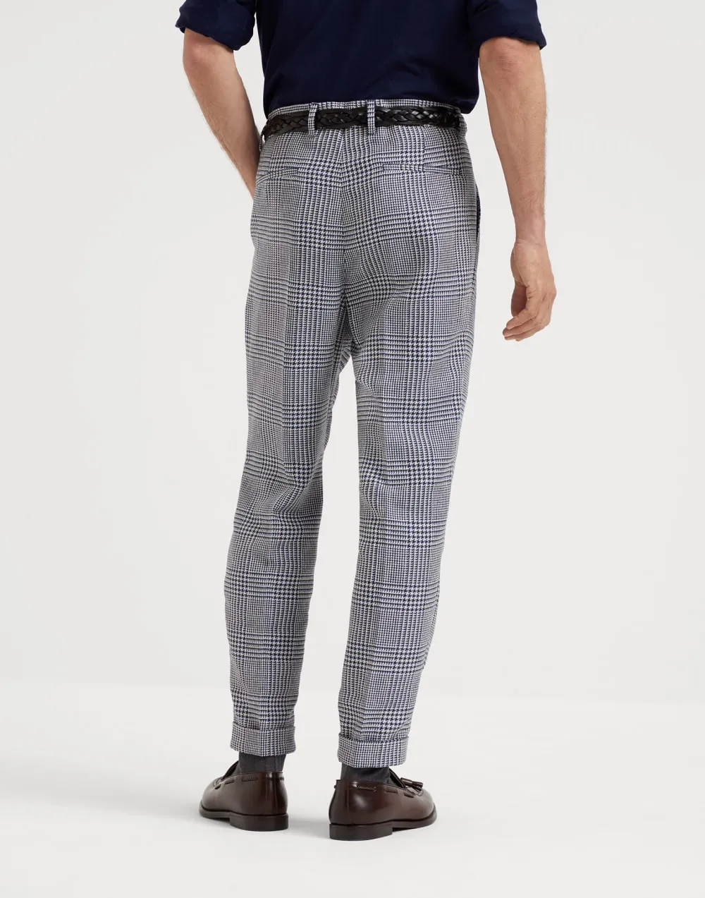 Check-Pattern Tapered Trousers