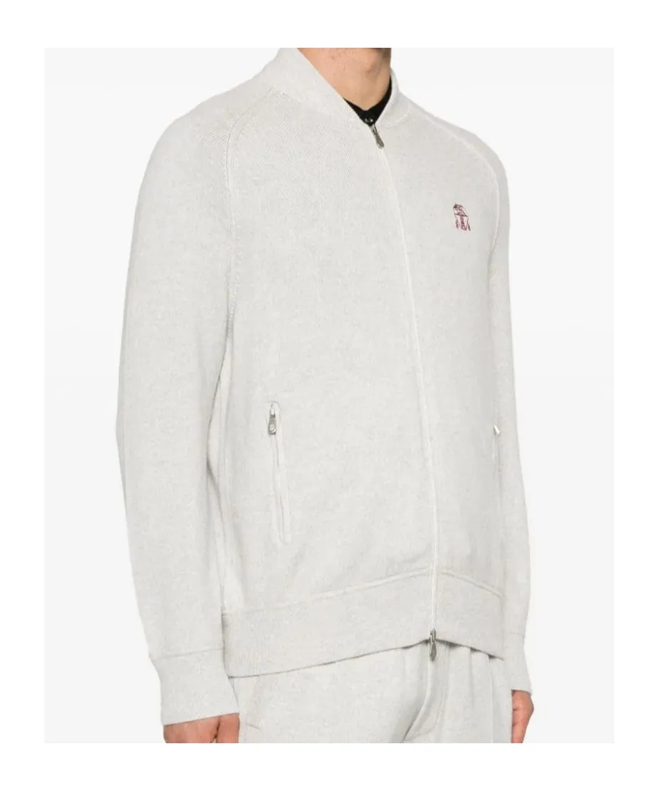 Logo-Embroidery Cashmere Cardigan
