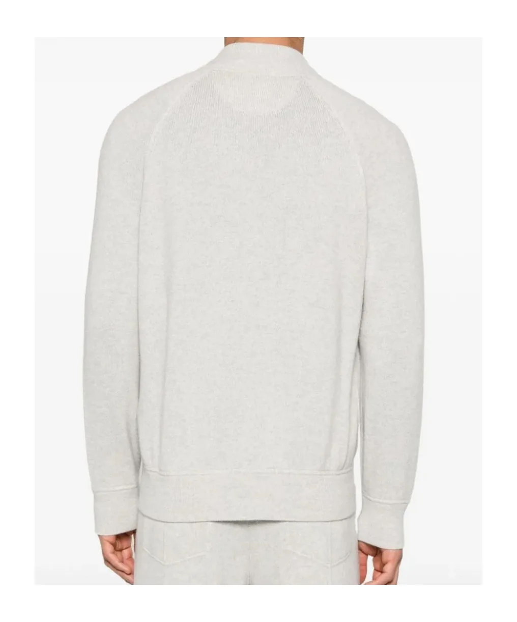 Logo-Embroidery Cashmere Cardigan