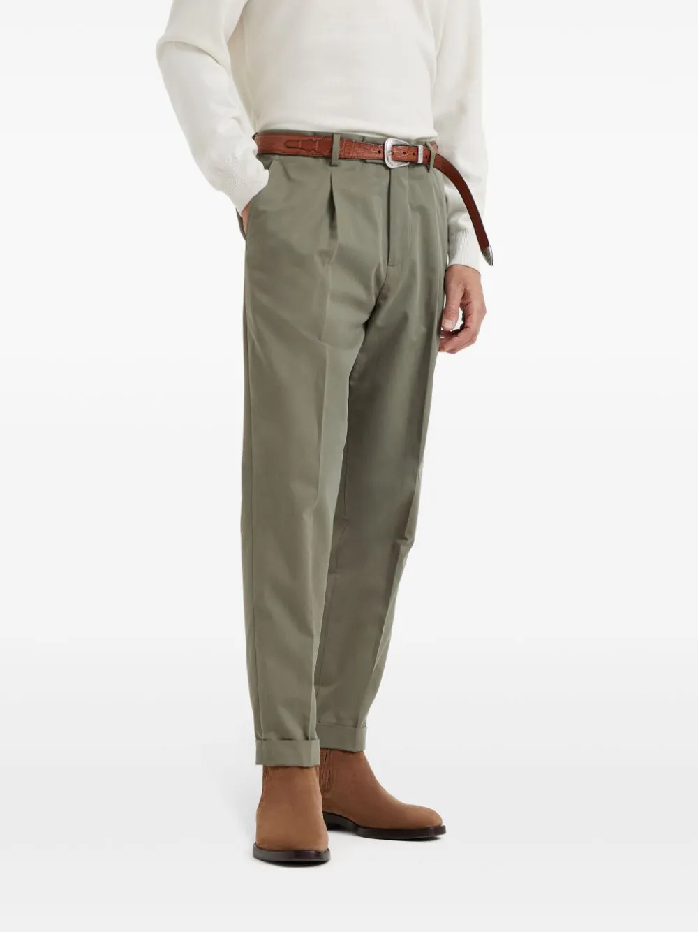 Garment-Dyed Gabardine Trousers