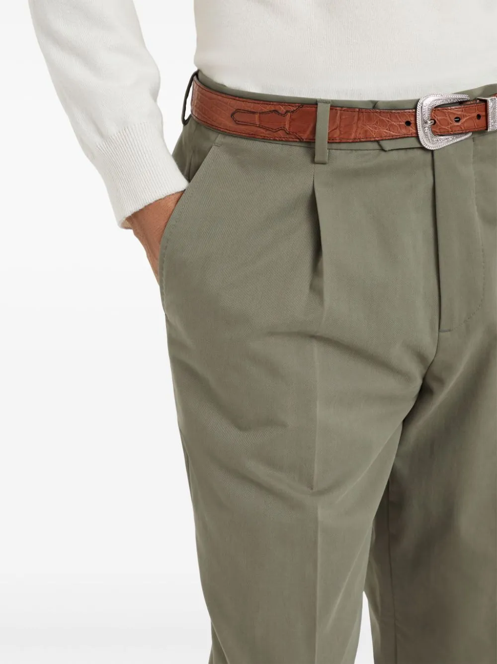 Garment-Dyed Gabardine Trousers