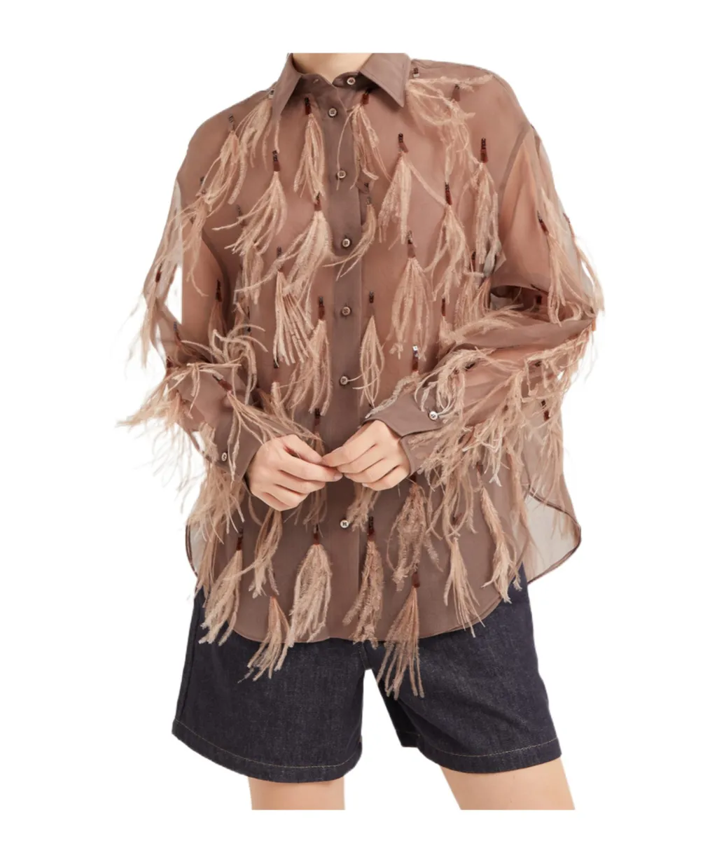 Feather-Detailing Shirt