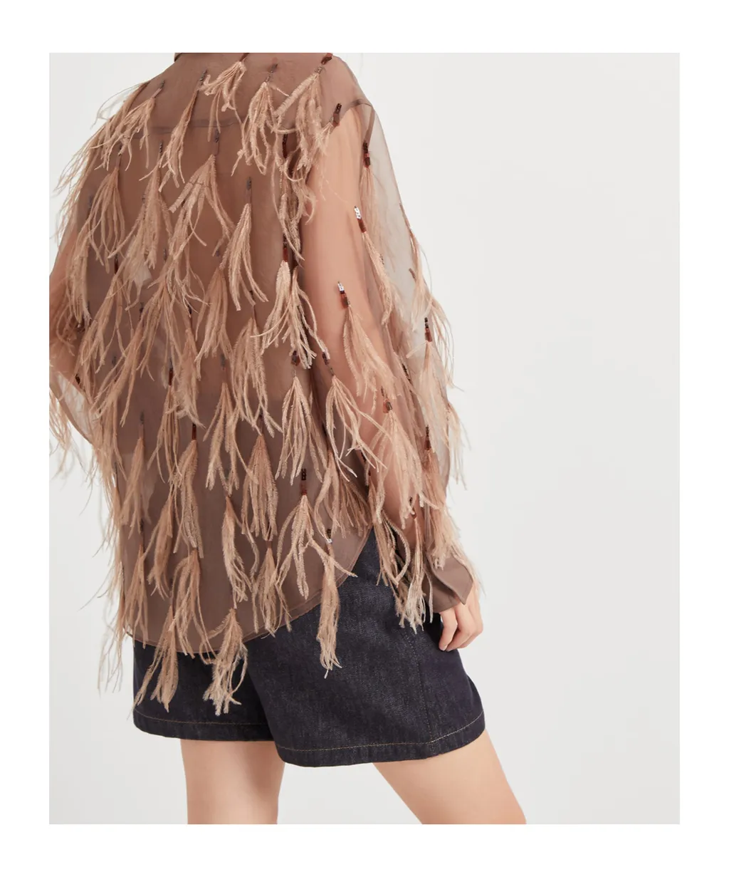 Feather-Detailing Shirt