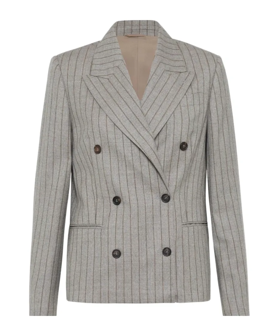 Pinstripe Double-Breasted Blazer