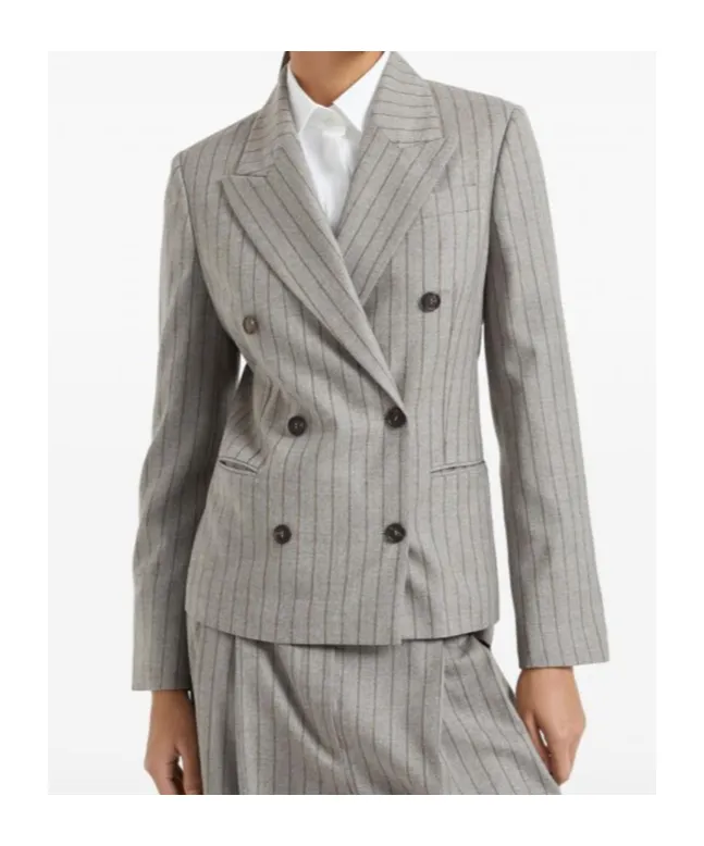 Pinstripe Double-Breasted Blazer