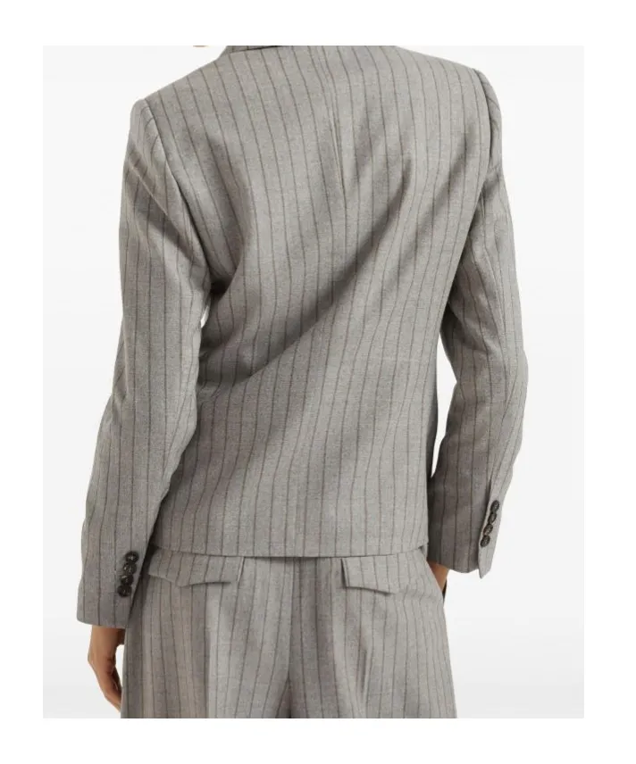 Pinstripe Double-Breasted Blazer