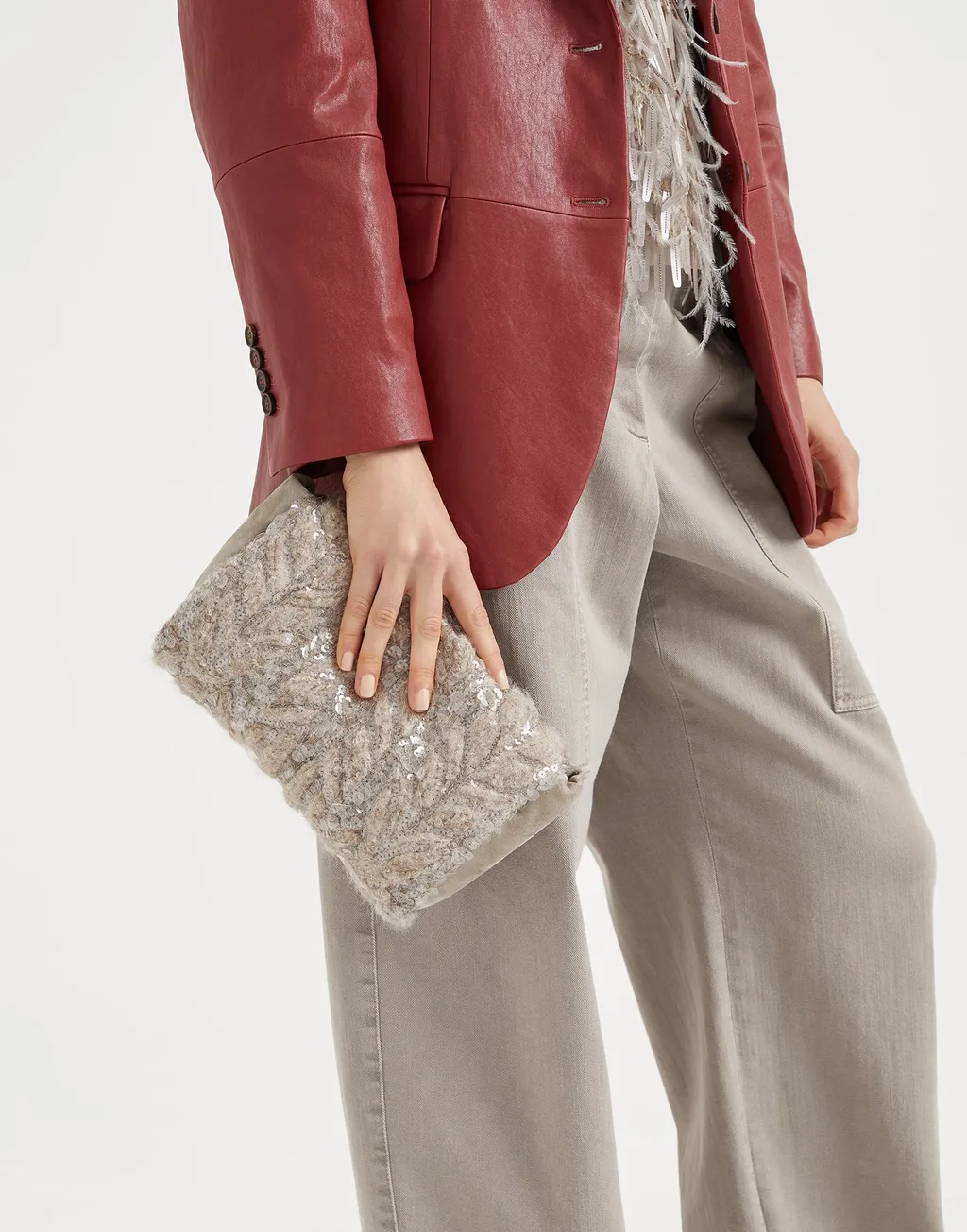 Sequin-Embellished Clutch Bag