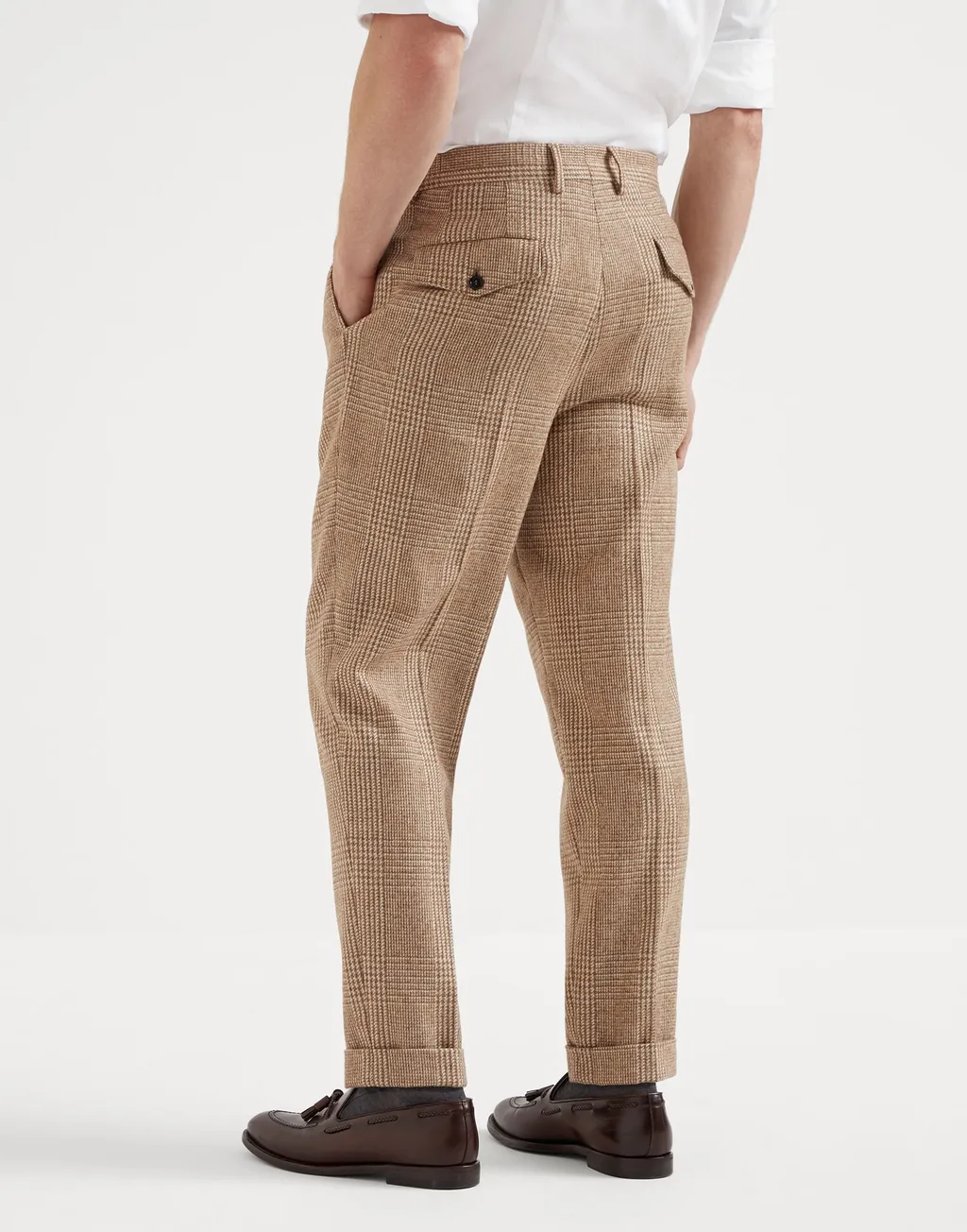 Check-Pattern Tapered Trousers