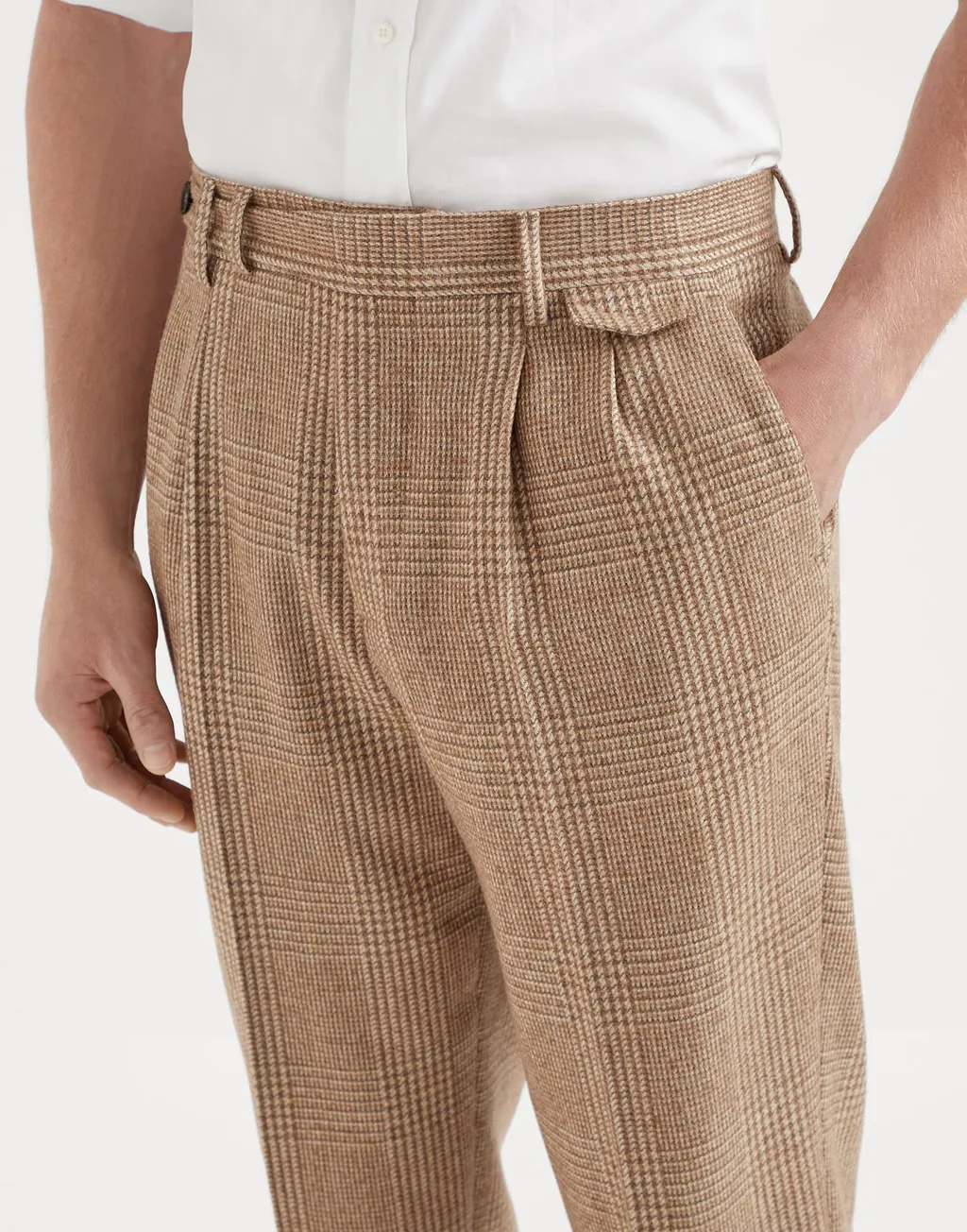 Check-Pattern Tapered Trousers