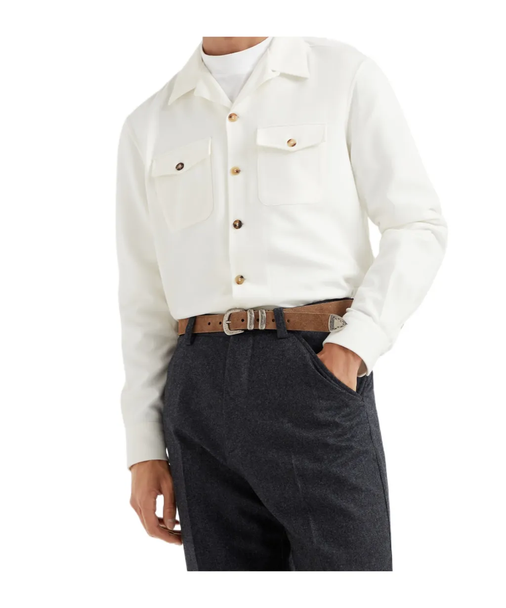 Notched-Collar Cotton Shirt