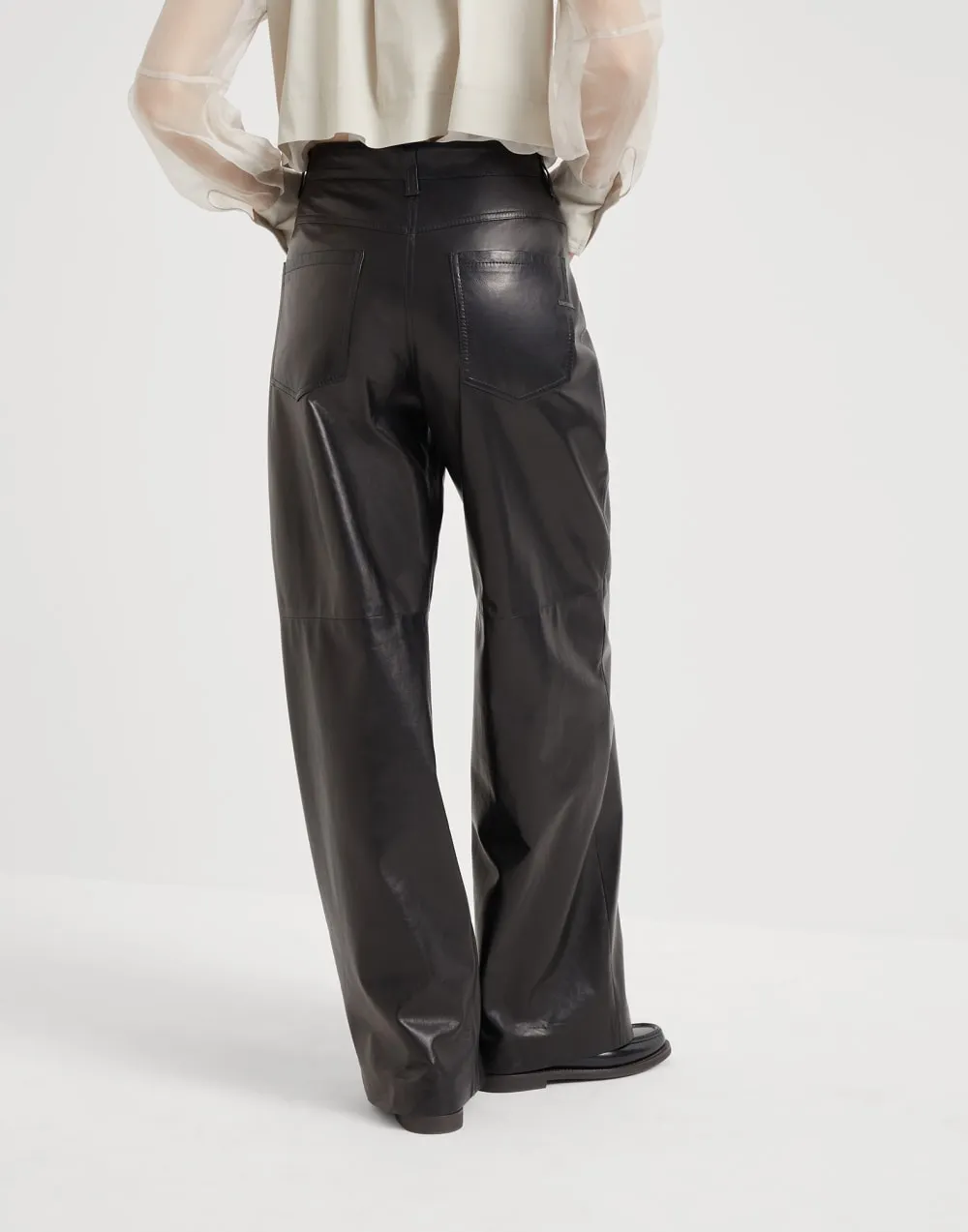 High-Waisted Leather Trousers