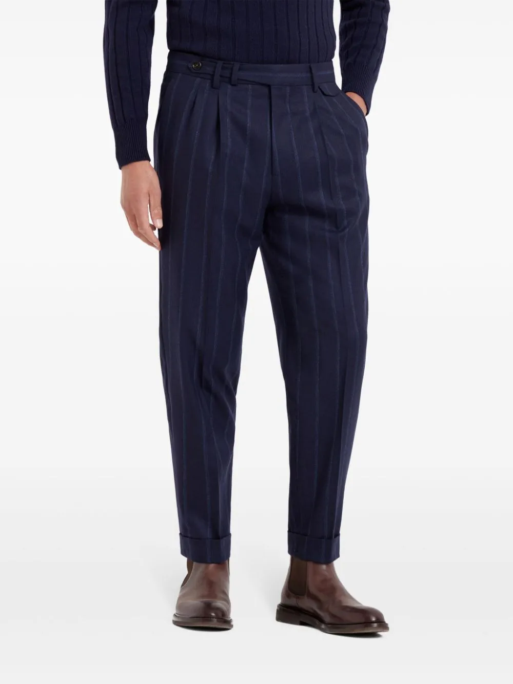 Pinstriped Wool Trousers