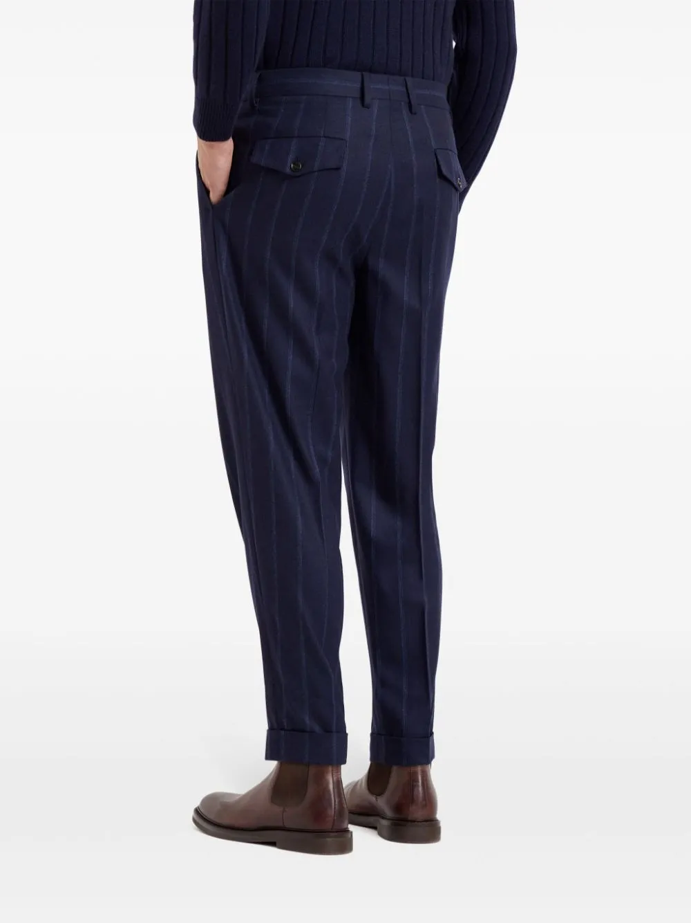Pinstriped Wool Trousers