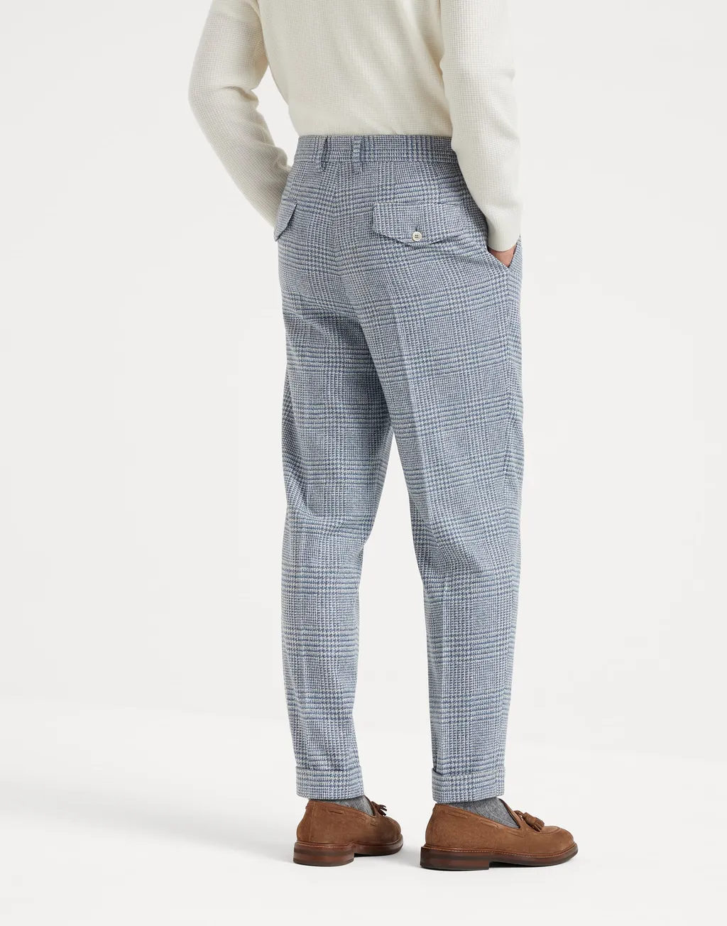 Check-Print Tailored Trousers