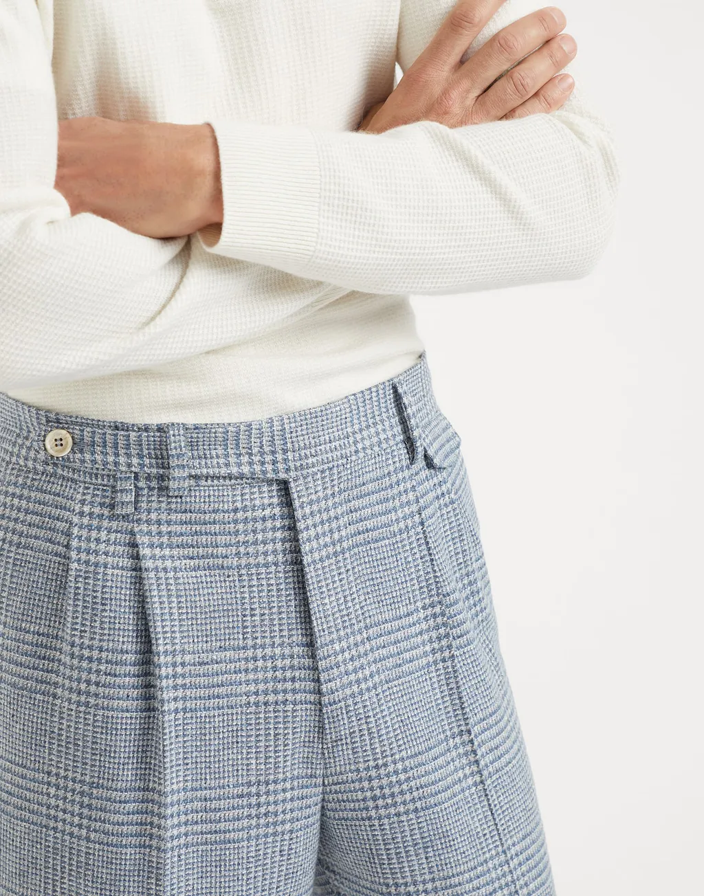 Check-Print Tailored Trousers