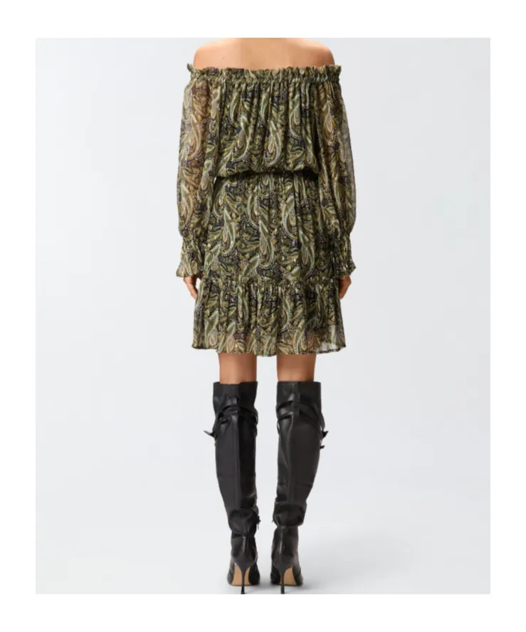 Paisley Off-Shoulder Midi Dress