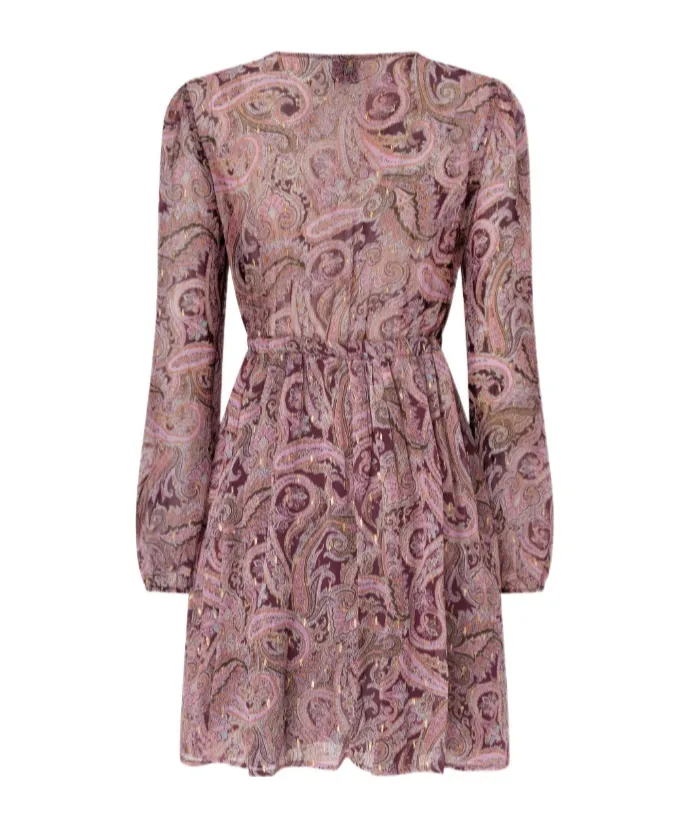 Paisley-Print Tie-Neck Mini Dress