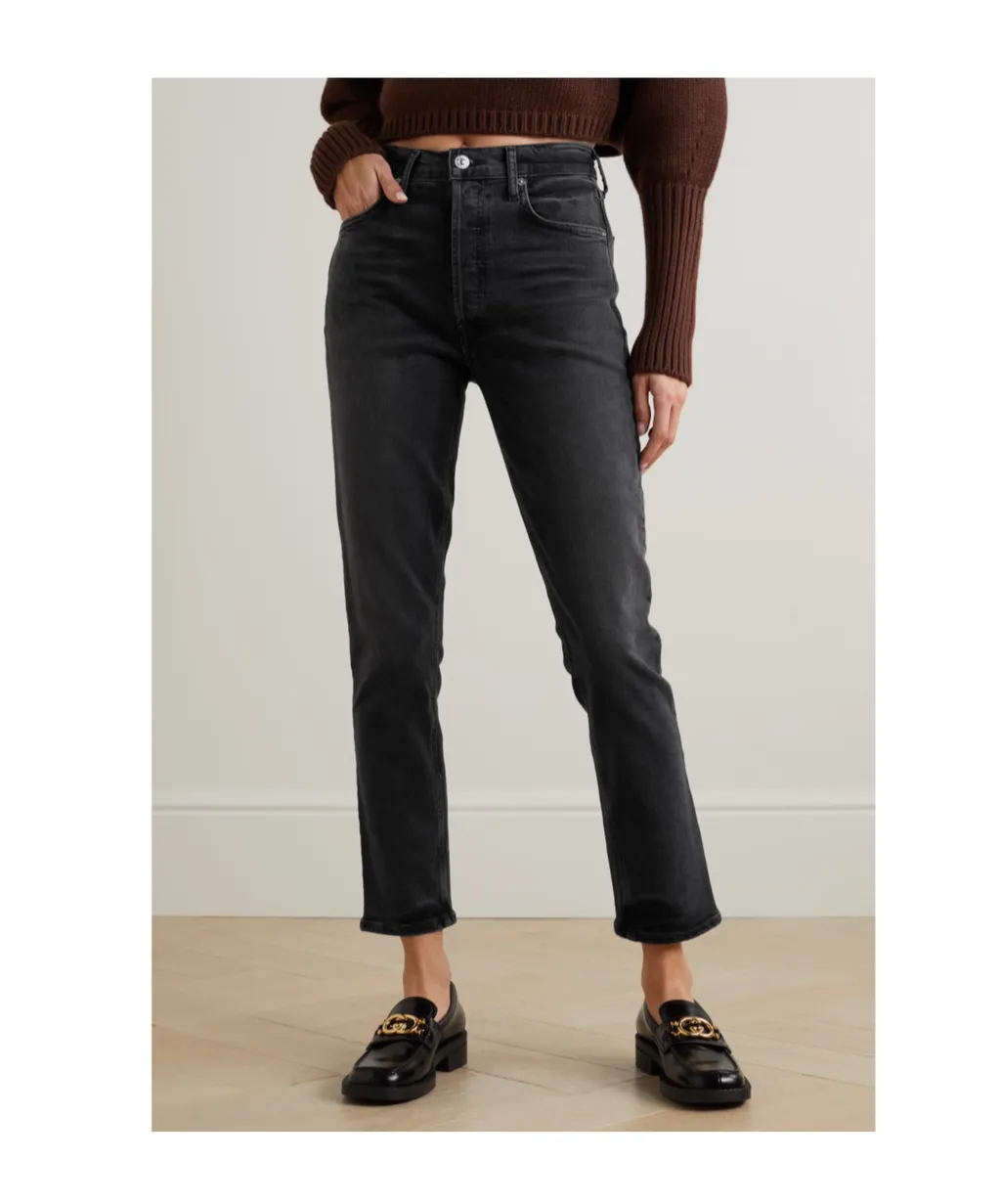 High-Waisted Straight Leg Jeans