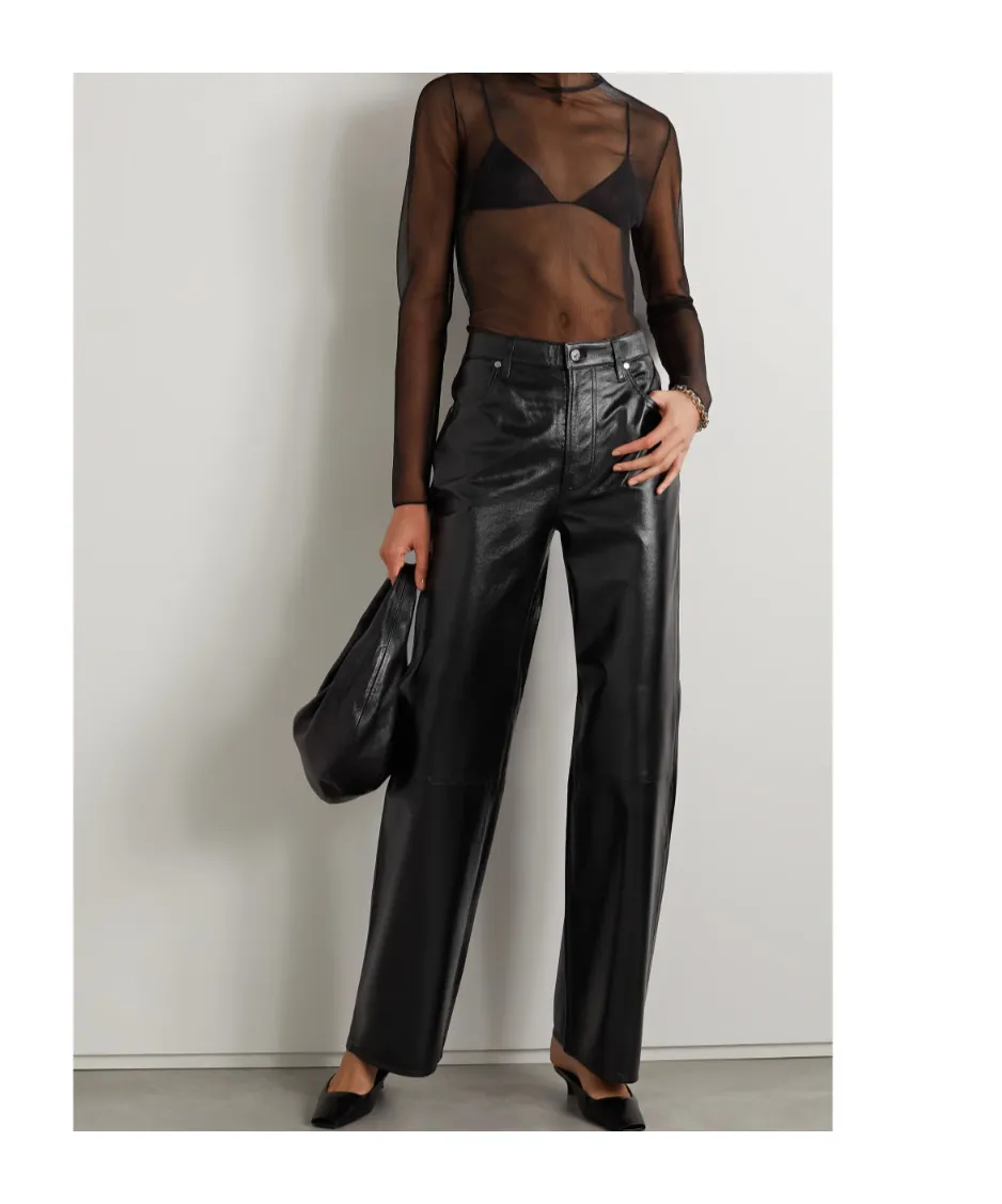 Annina Patent-Leather Wide-Leg Pants