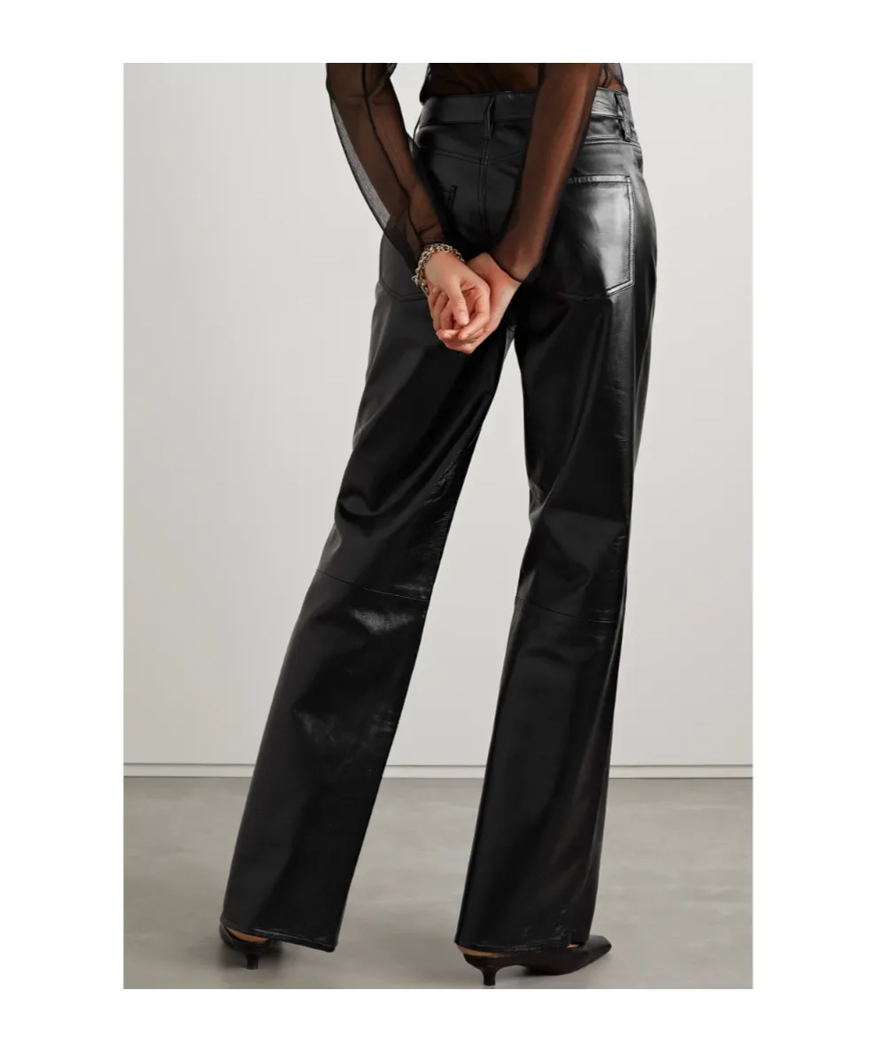 Annina Patent-Leather Wide-Leg Pants