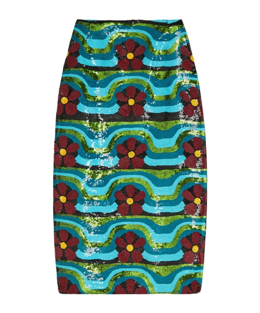 Sequin-Blend Midi Skirt