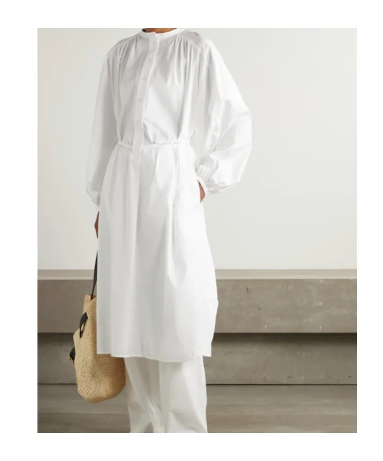 Vitti Oversized Belted Cotton-Poplin Midi Dress
