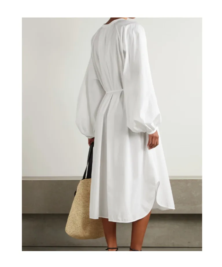 Vitti Oversized Belted Cotton-Poplin Midi Dress