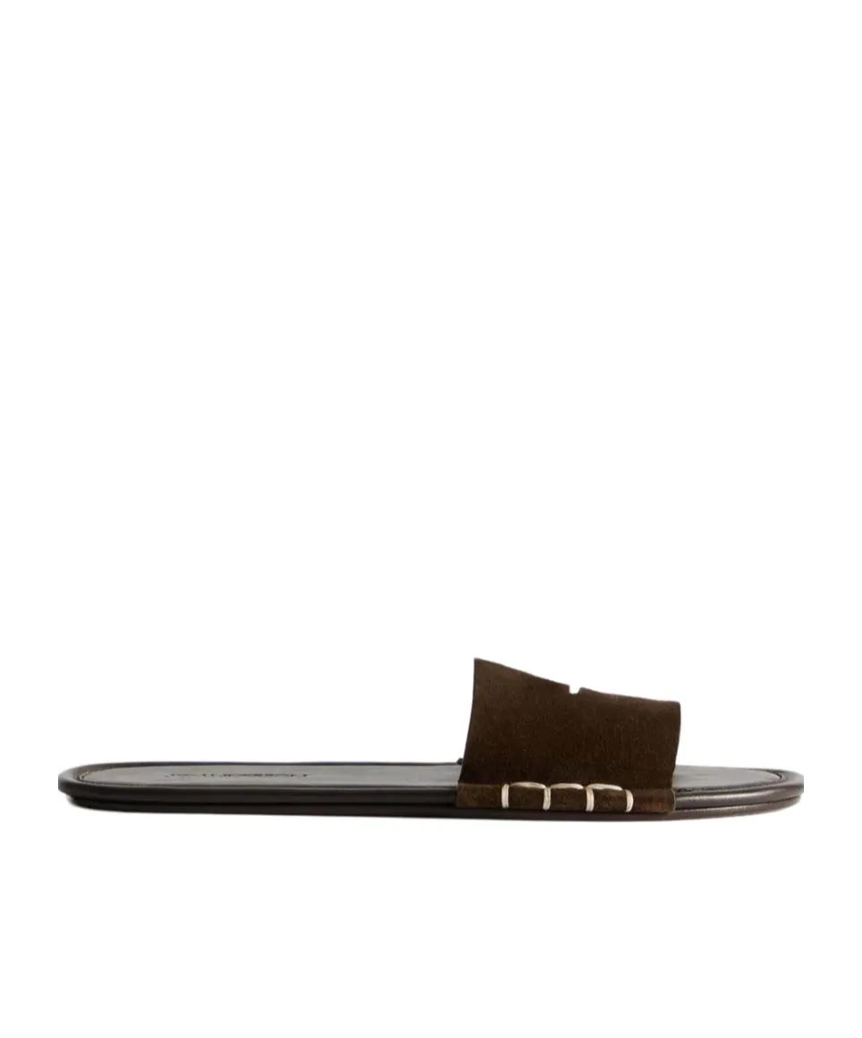 Loafer Slide Mules In Brown