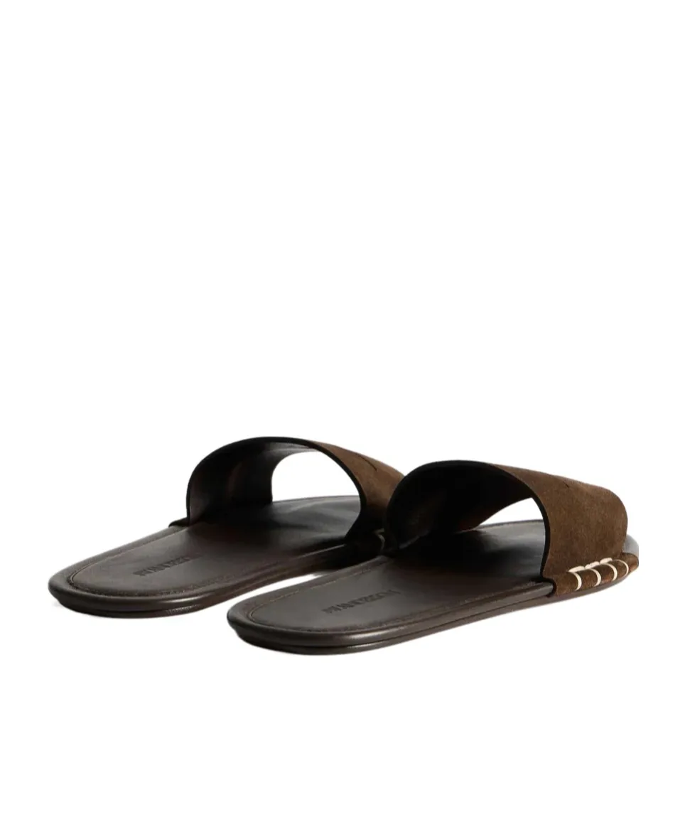 Loafer Slide Mules In Brown