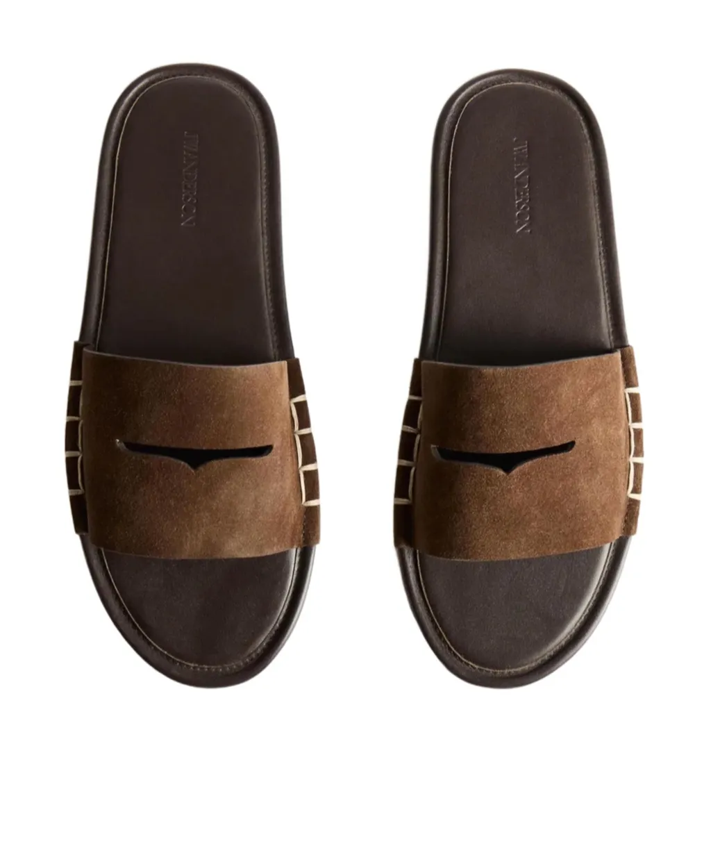 Loafer Slide Mules In Brown