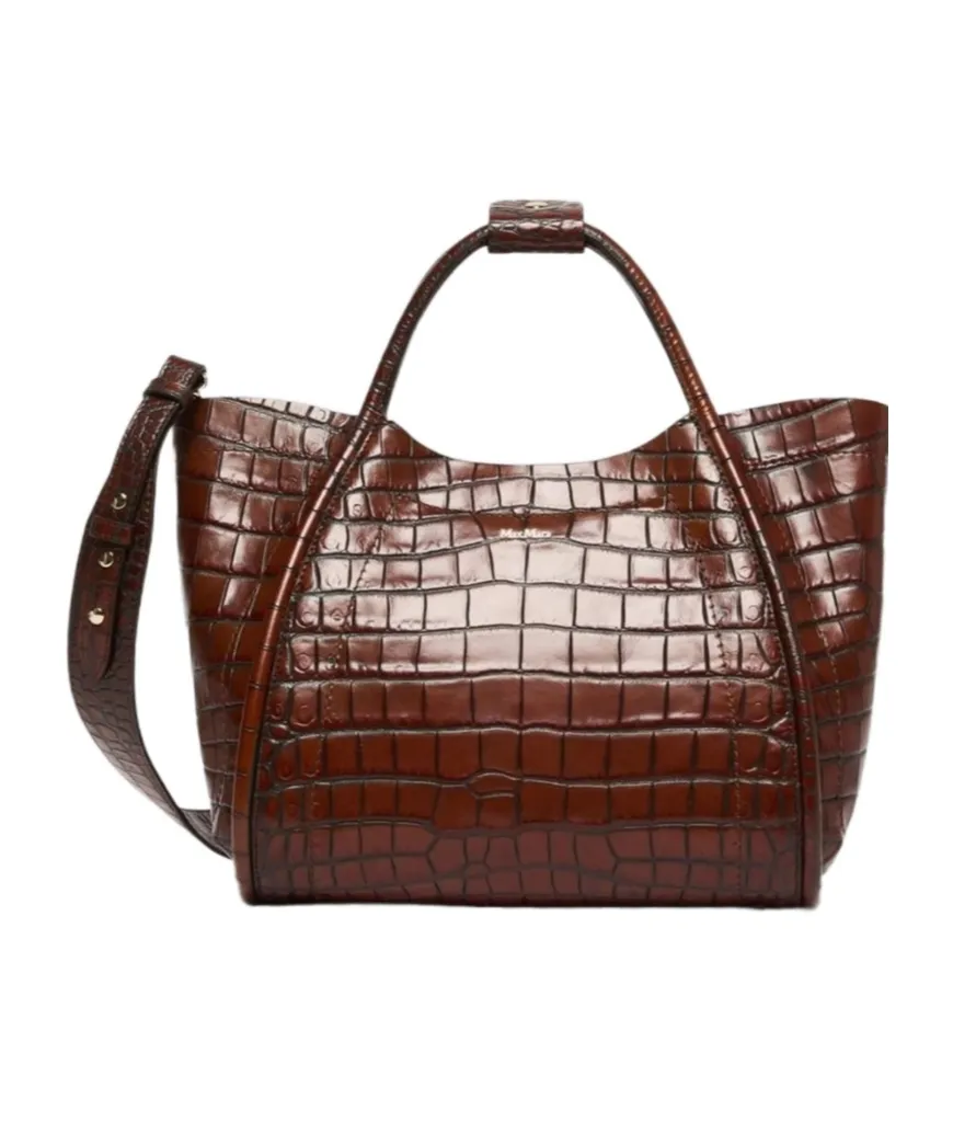 Small Crocodile-Print Marine Bag