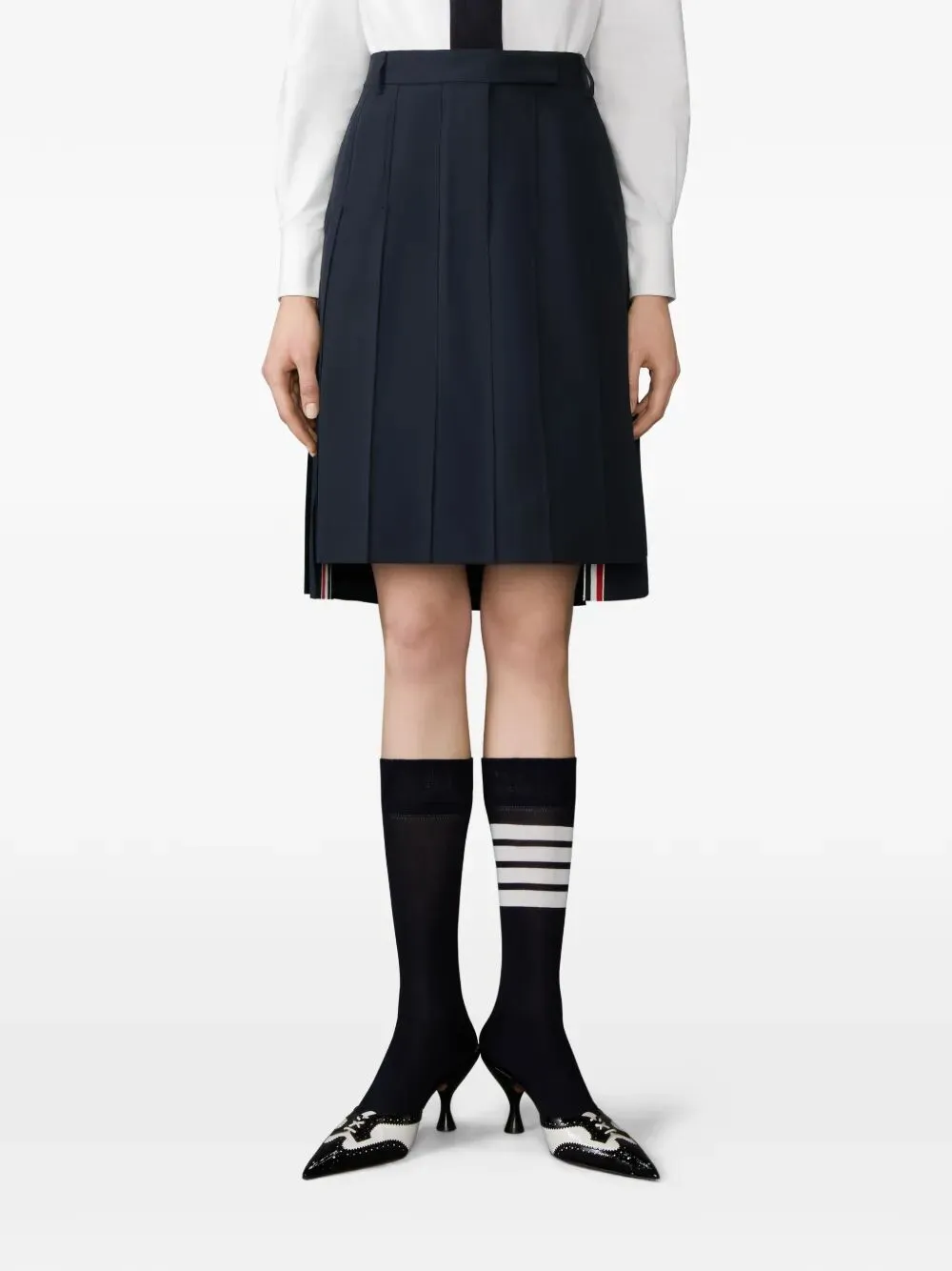 Twill Pleated Mini Skirt