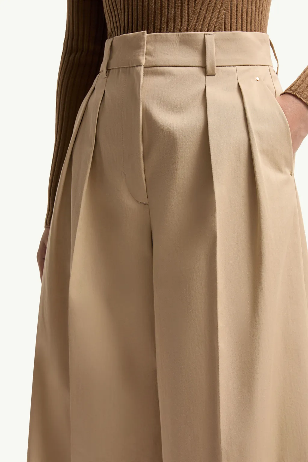 Cotton Gabardine Wide-Leg Tailored Pants