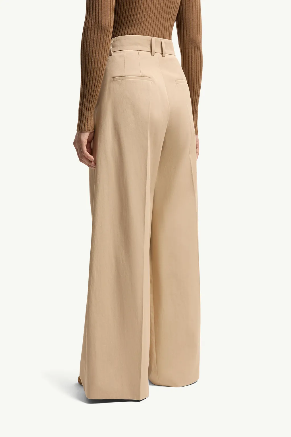 Cotton Gabardine Wide-Leg Tailored Pants