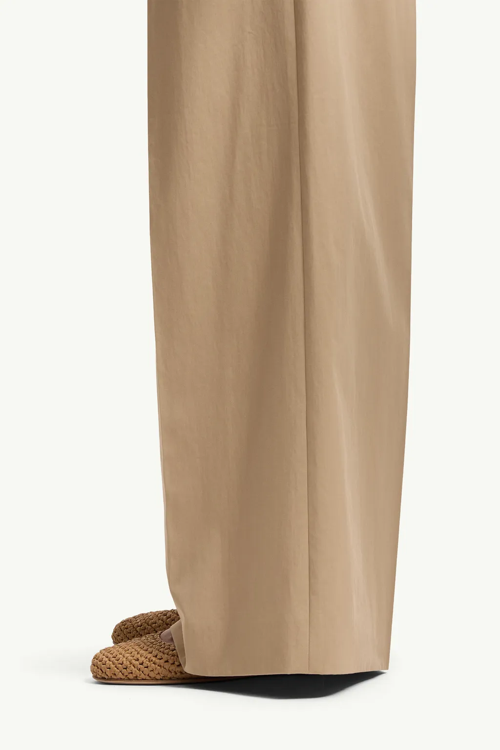 Cotton Gabardine Wide-Leg Tailored Pants