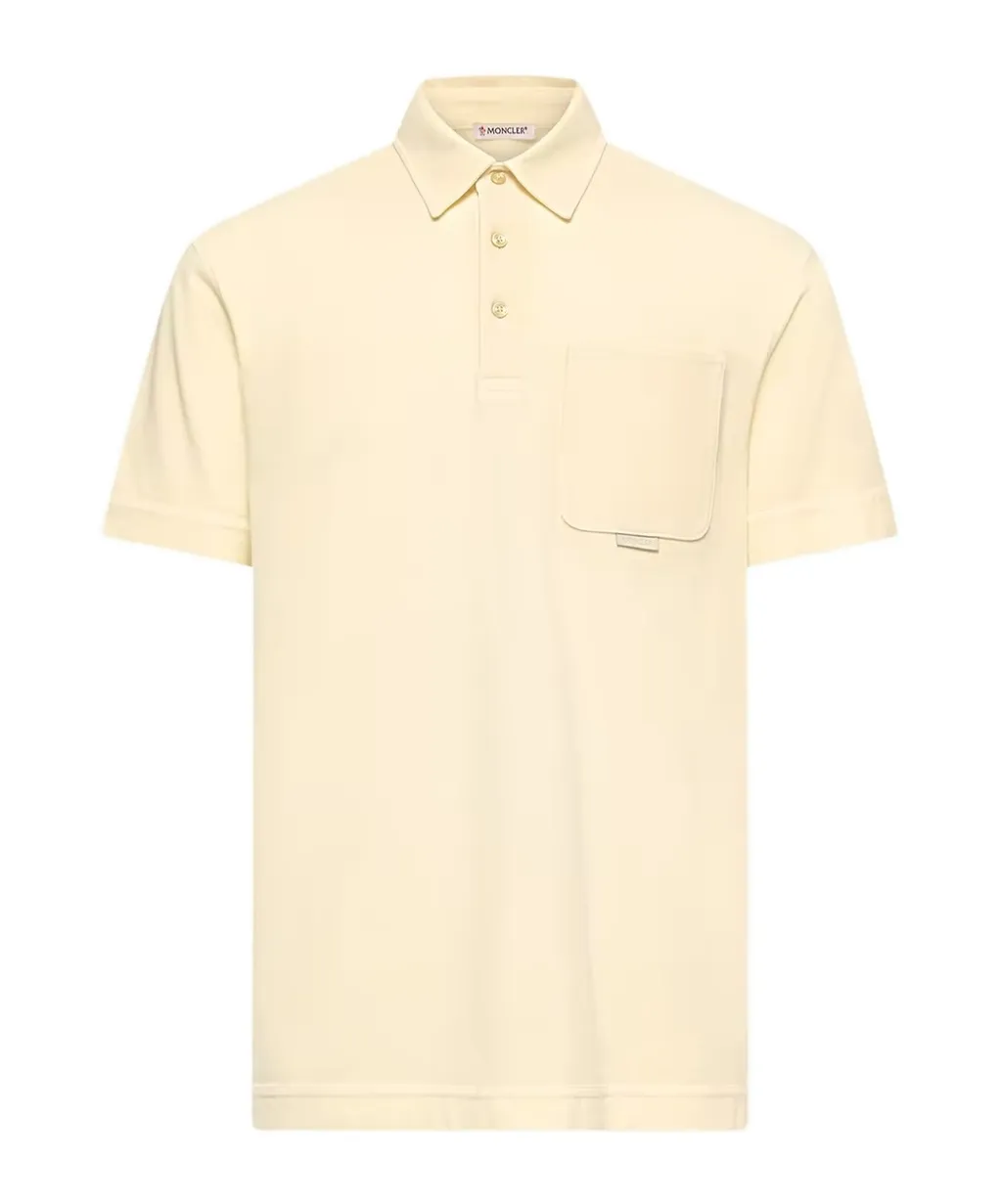 Leather Logo Cotton Piquet Polo Shirt