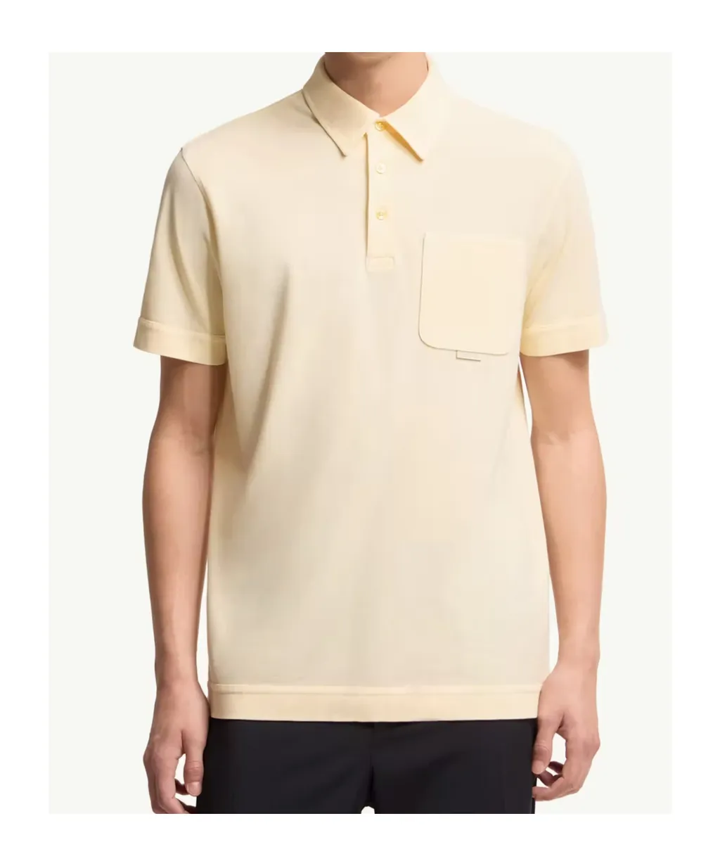 Leather Logo Cotton Piquet Polo Shirt