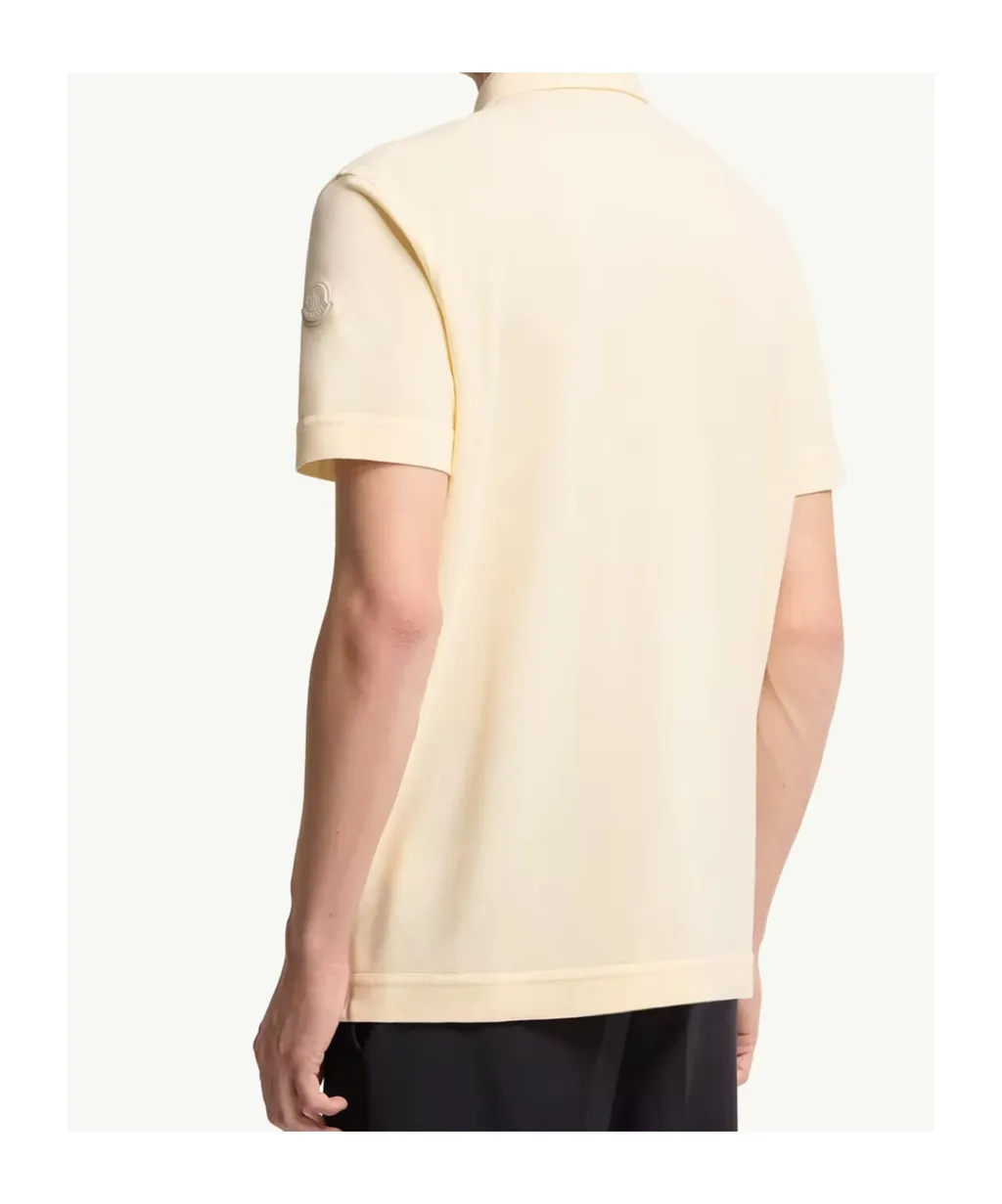 Leather Logo Cotton Piquet Polo Shirt