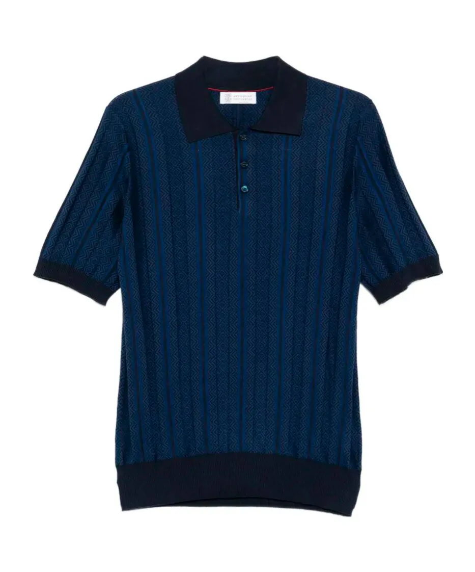 Patterned Short-Sleeve Polo Shirt