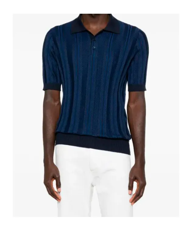 Patterned Short-Sleeve Polo Shirt