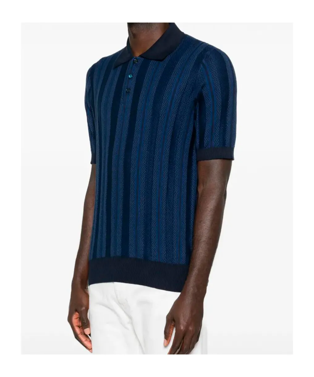 Patterned Short-Sleeve Polo Shirt