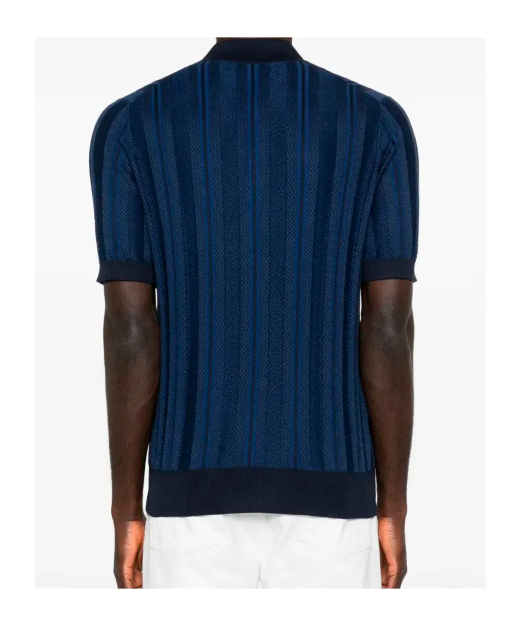 Patterned Short-Sleeve Polo Shirt