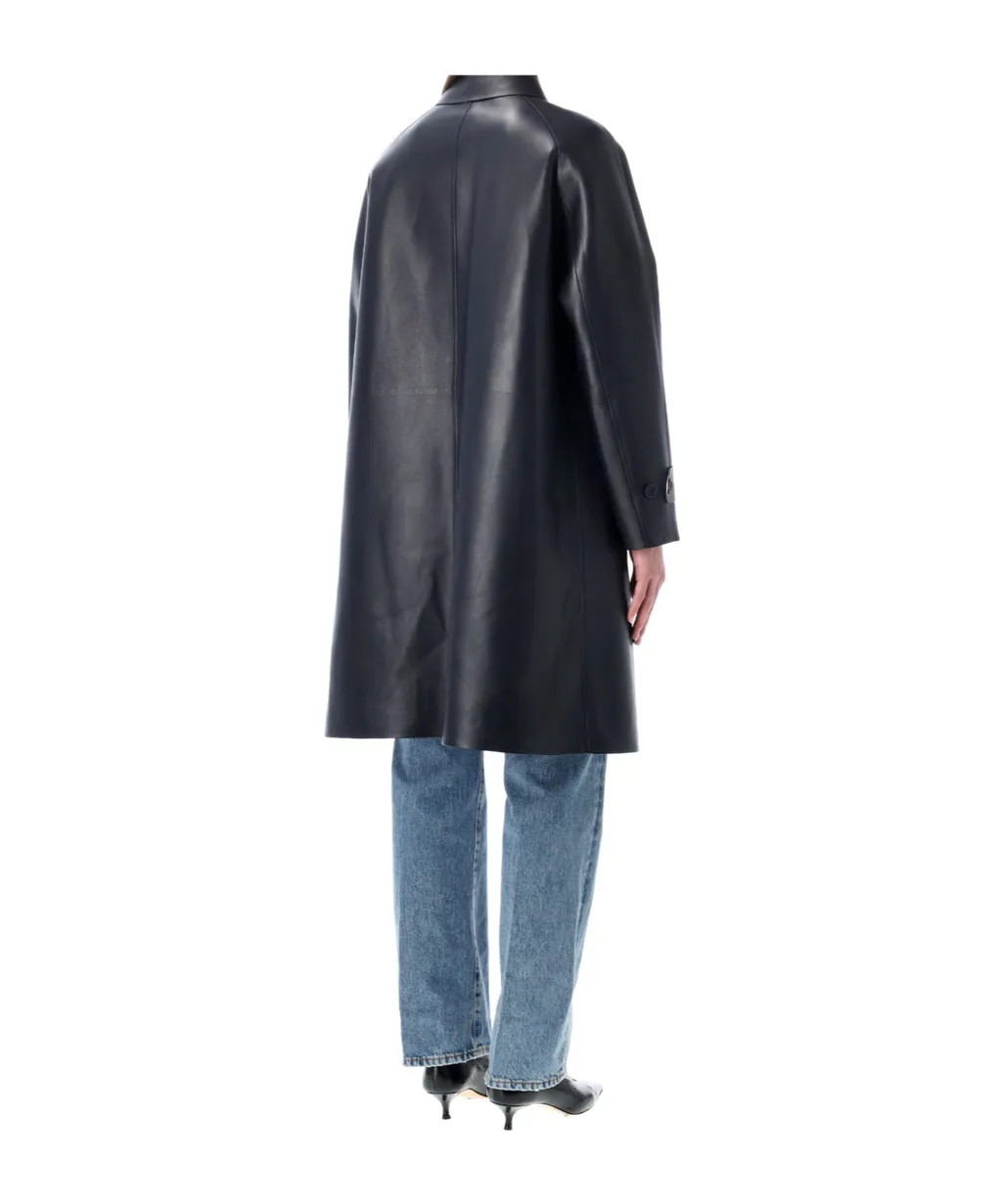 Long-Sleeved Leather Coat