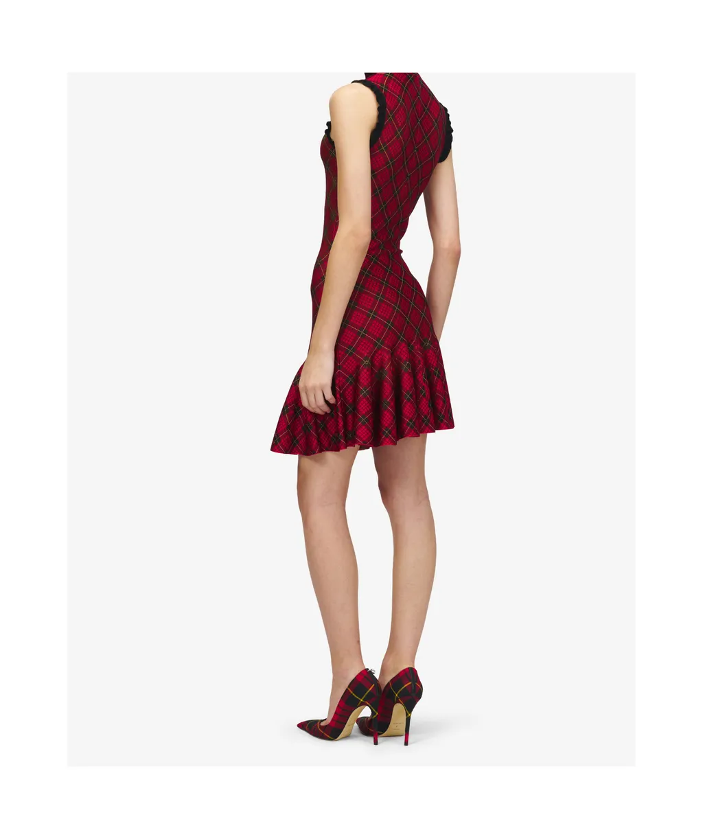 Tartan Jacquard Mini Dress In Red/Black/Yellow