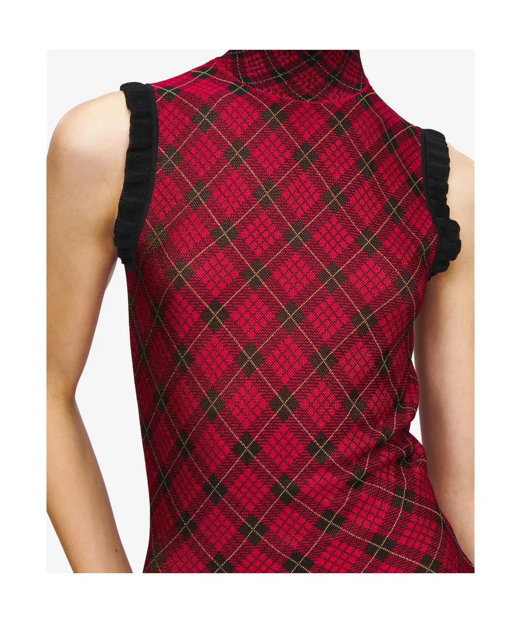 Tartan Jacquard Mini Dress In Red/Black/Yellow